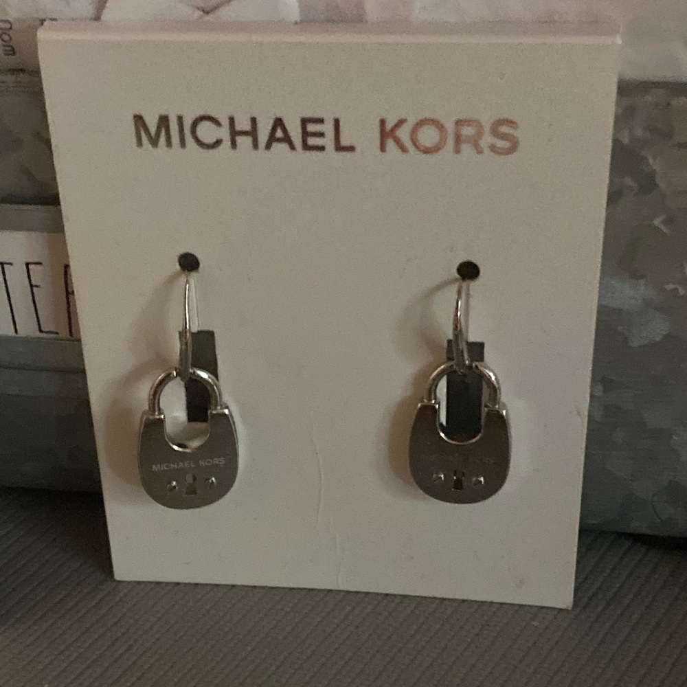 MK lock earrings silver nice heavy earrings